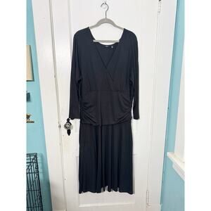 Betabrand Shapeline Black Dress Jersey Knit Stretch Silk Blend Black XXL Flowy